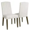 Dove Gray Stripe Parsons Chairs, Set of 2