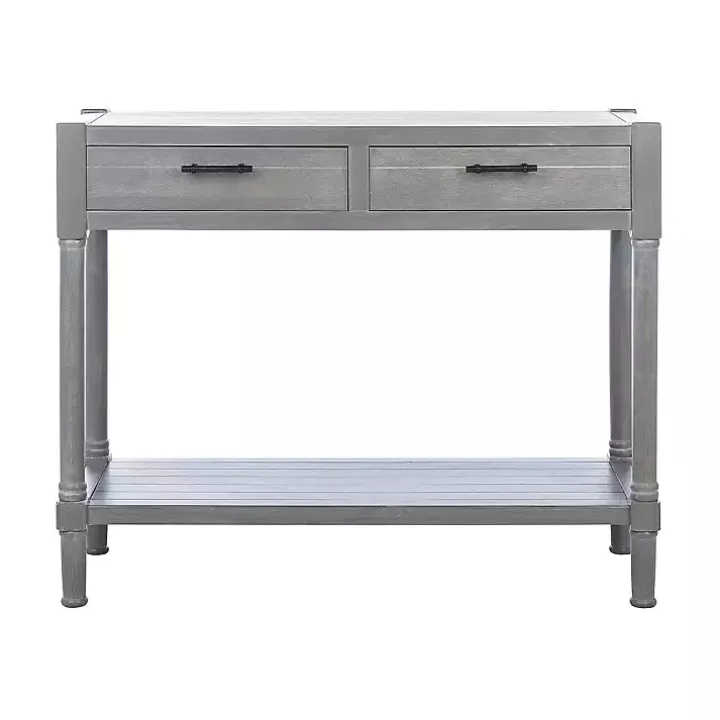 Dove Gray Turned Leg Rustic Console Table