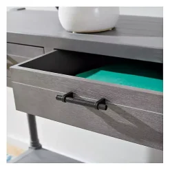 Dove Gray Turned Leg Rustic Console Table