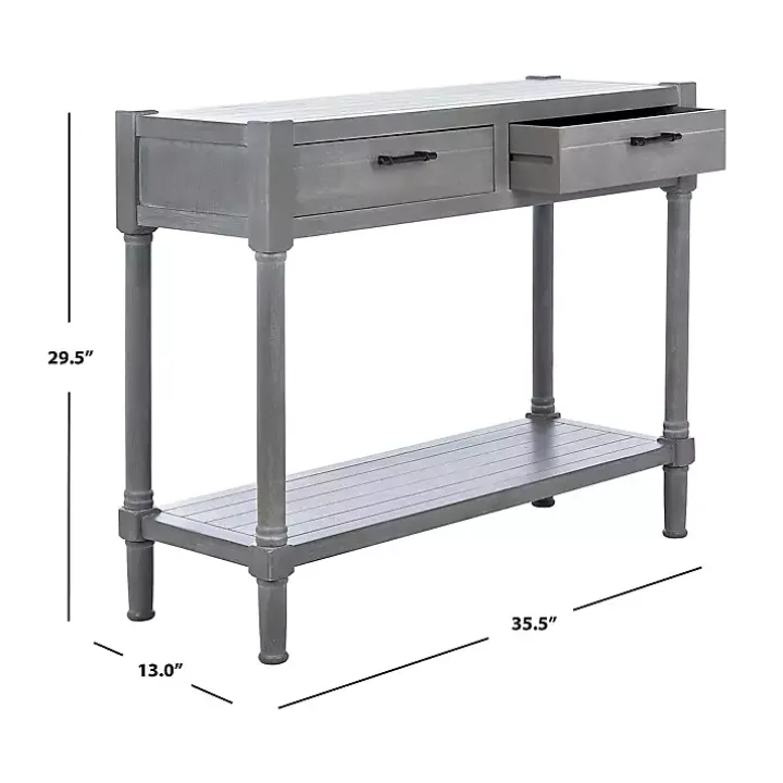 Dove Gray Turned Leg Rustic Console Table