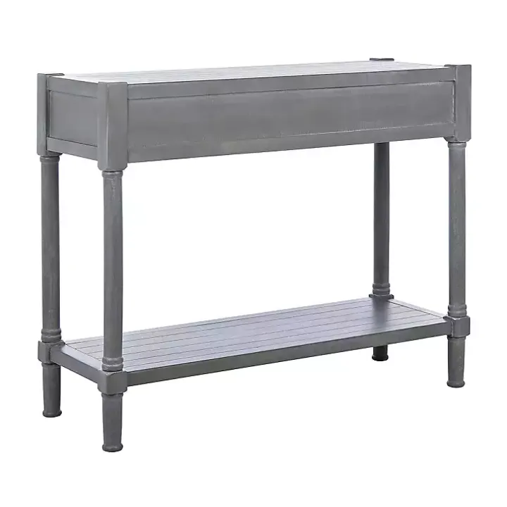 Dove Gray Turned Leg Rustic Console Table