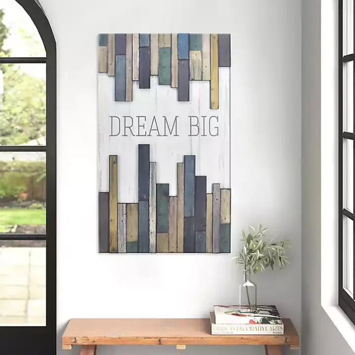 Dream Big Wood Slat Wall Plaque