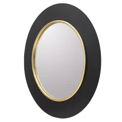Drew II Black and Gold Round LED Mirror