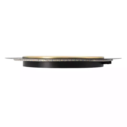 Drew II Black and Gold Round LED Mirror
