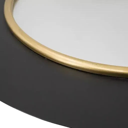Drew II Black and Gold Round LED Mirror