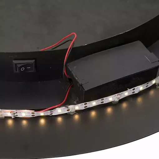 Drew II Black and Gold Round LED Mirror