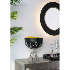 Drew II Black and Gold Round LED Mirror