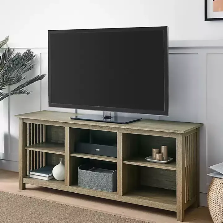 Driftwood Slatted Sides Media Cabinet