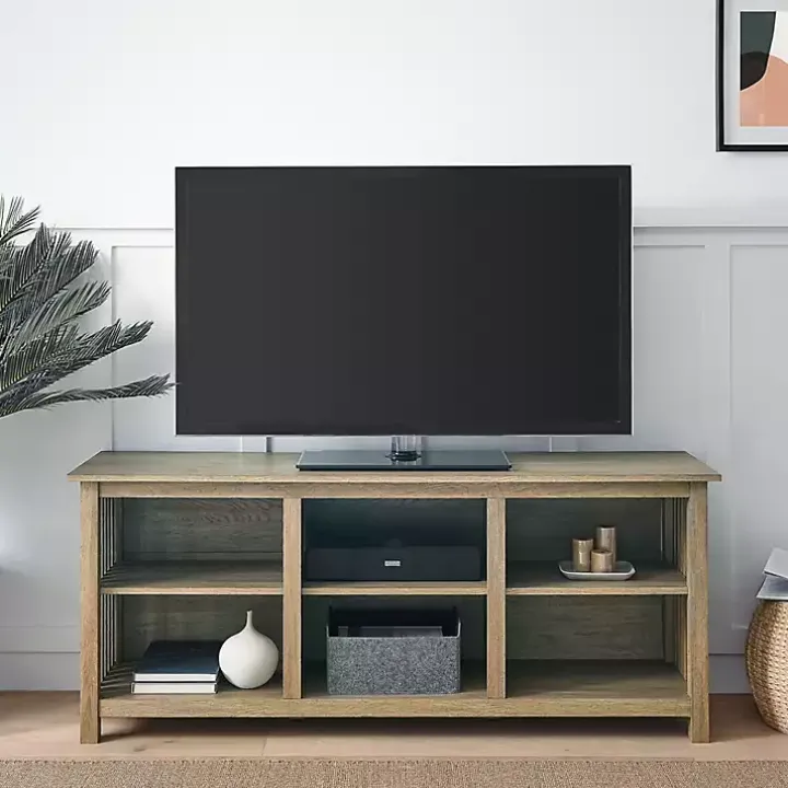 Driftwood Slatted Sides Media Cabinet