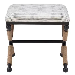 Eclectic Black and White Striped X Frame Bench