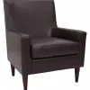 Emma Walnut Faux Leather Accent Chair