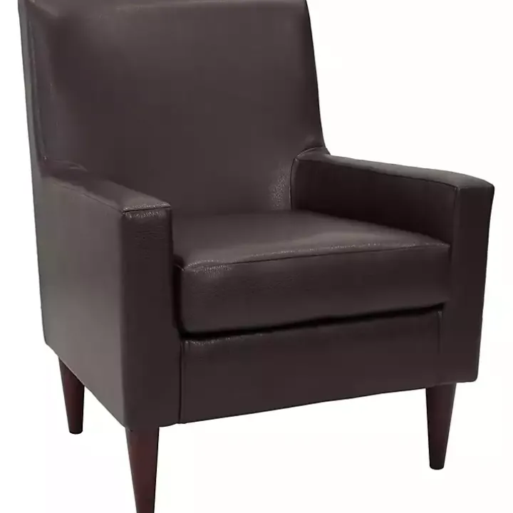 Emma Walnut Faux Leather Accent Chair