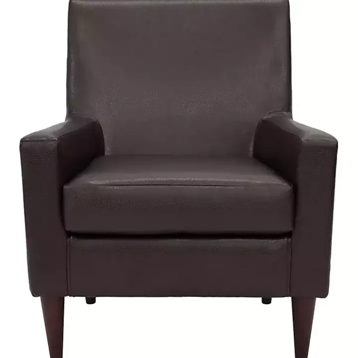 Emma Walnut Faux Leather Accent Chair