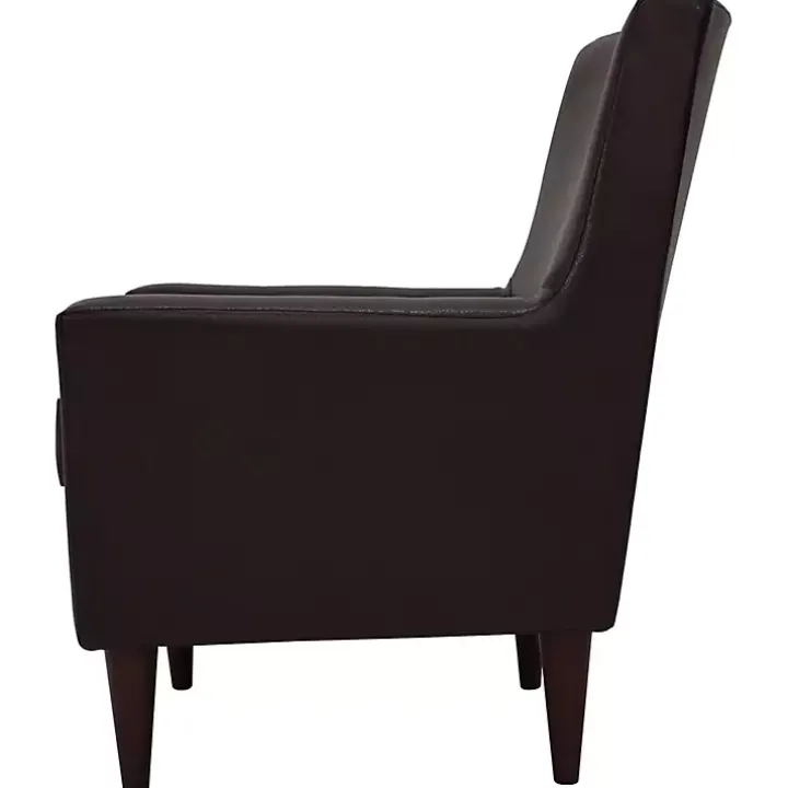 Emma Walnut Faux Leather Accent Chair