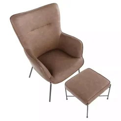 Espresso Faux Leather 2-pc. Chair and Ottoman Set