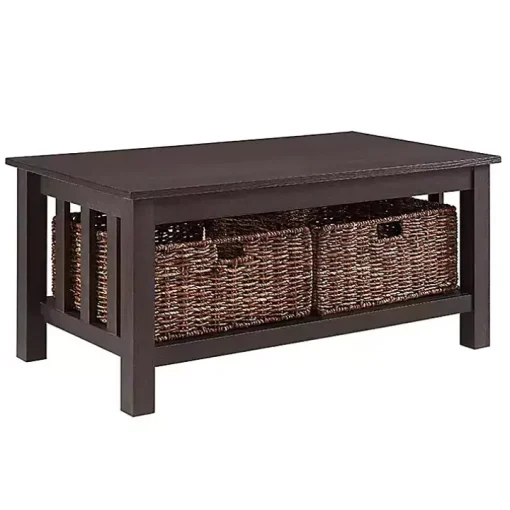 Espresso Traditional Wooden Basket Coffee Table