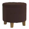 Espresso Velvet Tufted Storage Ottoman