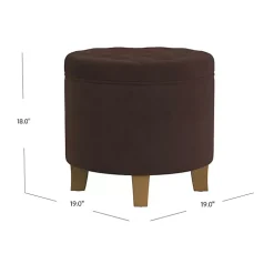 Espresso Velvet Tufted Storage Ottoman