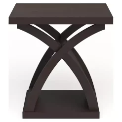 Espresso Wood X-Base Side Table