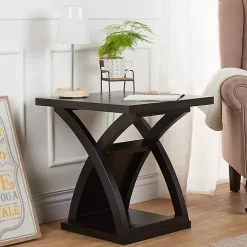 Espresso Wood X-Base Side Table