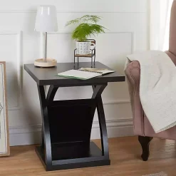 Espresso Wood X-Base Side Table