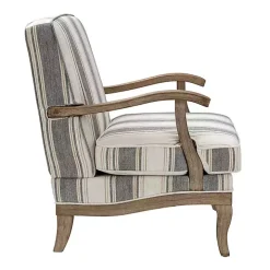 Farmhouse Gray & Brown Striped Armchairs, Set of 2