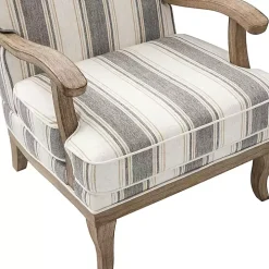Farmhouse Gray & Brown Striped Armchairs, Set of 2