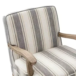 Farmhouse Gray & Brown Striped Armchairs, Set of 2