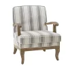 Farmhouse Gray & Ivory Striped Armchair