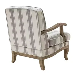 Farmhouse Gray & Ivory Striped Armchair