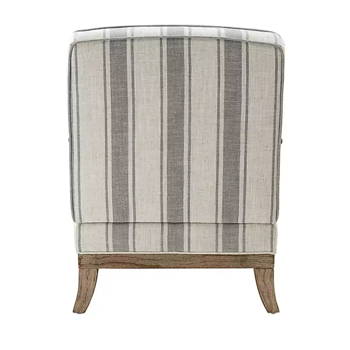 Farmhouse Gray & Ivory Striped Armchair