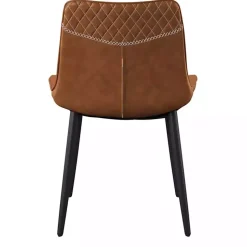 Faux Brown Leather Dining Chairs, Set of 2