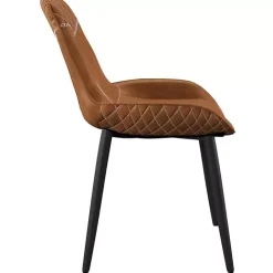 Faux Brown Leather Dining Chairs, Set of 2