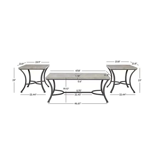 Faux Concrete 3-pc. Coffee & Side Table Set