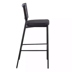 Faux Leather and Rattan Bar Stools, Set of 2