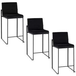 Fiji Black Velvet Counter Stools, Set of 3