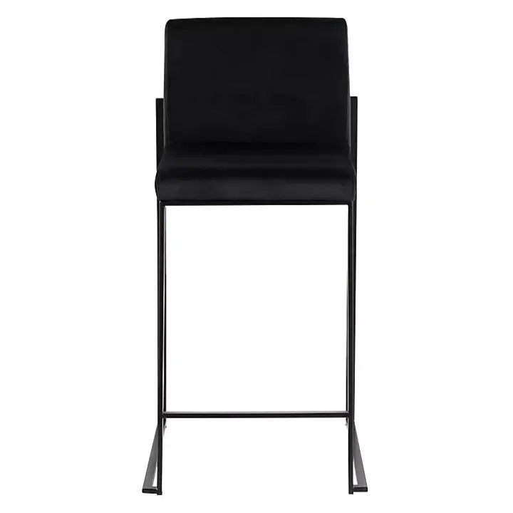 Fiji Black Velvet Counter Stools, Set of 3