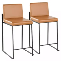 Fiji Camel Faux Leather Counter Stools, Set of 2