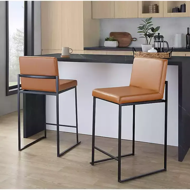 Fiji Camel Faux Leather Counter Stools, Set of 2