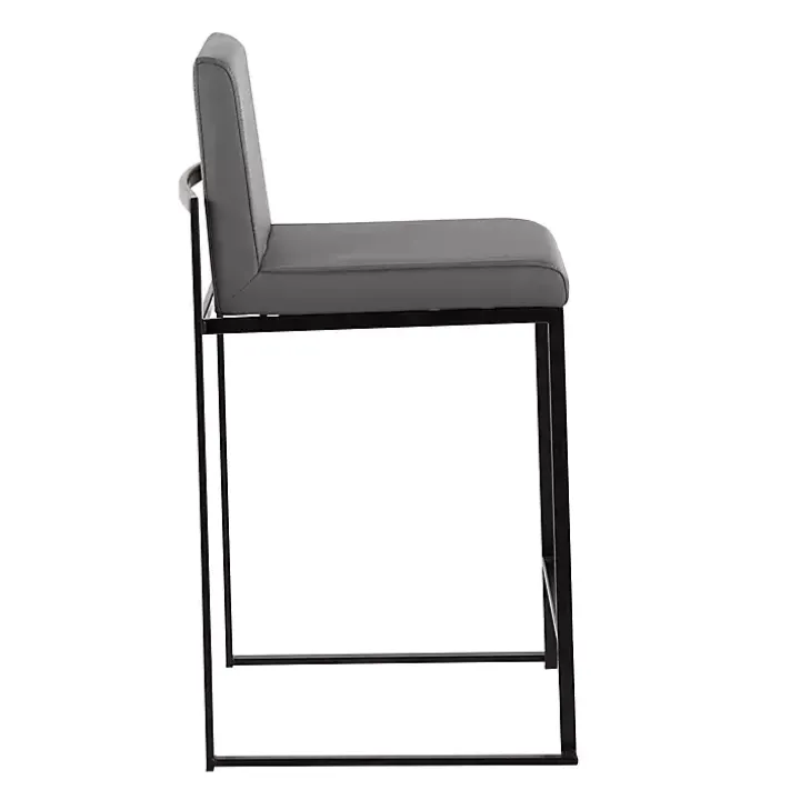 Fiji Gray Faux Leather Counter Stools, Set of 3