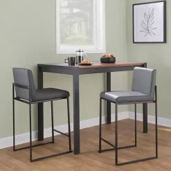Fiji Gray Faux Leather Counter Stools, Set of 3