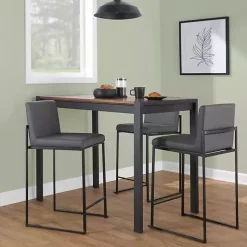 Fiji Gray Faux Leather Counter Stools, Set of 3