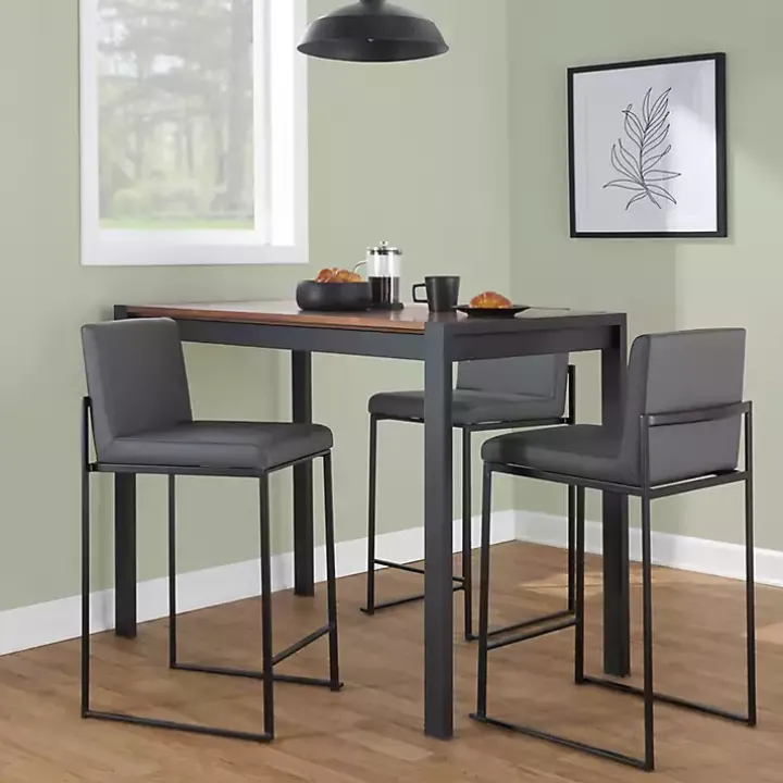 Fiji Gray Faux Leather Counter Stools, Set of 3