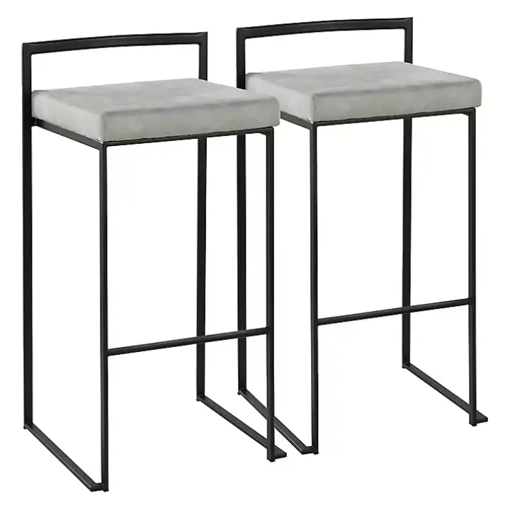 Fiji Gray Stackable Bar Stools, Set of 2