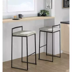 Fiji Gray Stackable Bar Stools, Set of 2