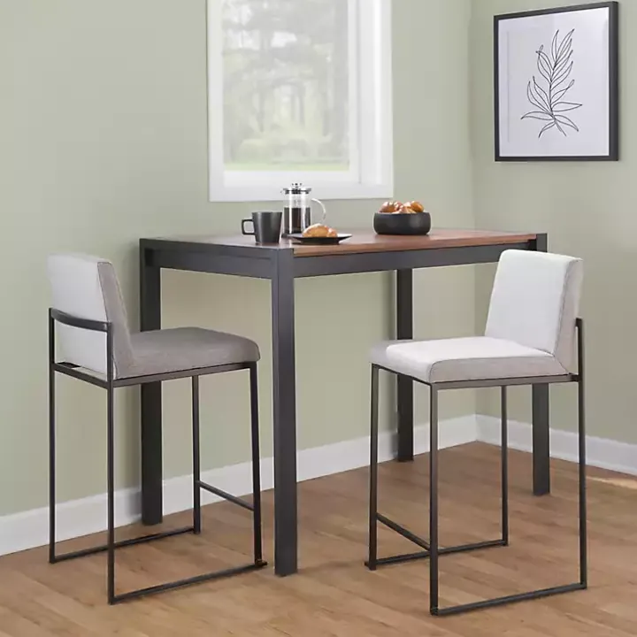 Fiji Gray Upholstered Counter Stools, Set of 3