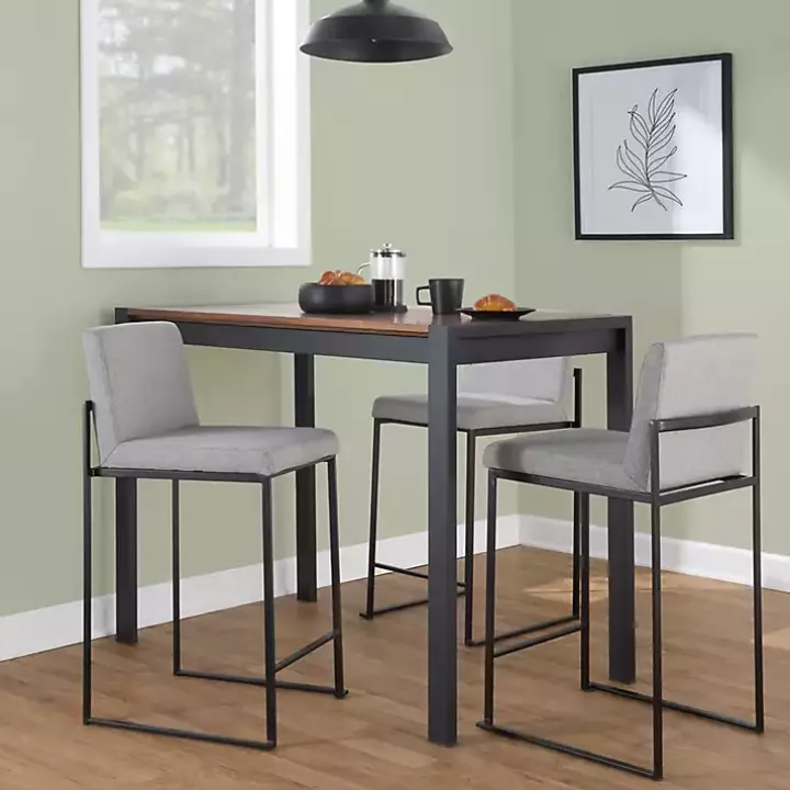 Fiji Gray Upholstered Counter Stools, Set of 3