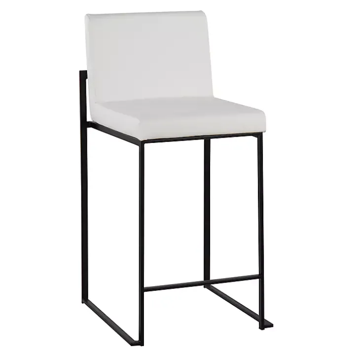 Fiji White Faux Leather Counter Stools, Set of 3