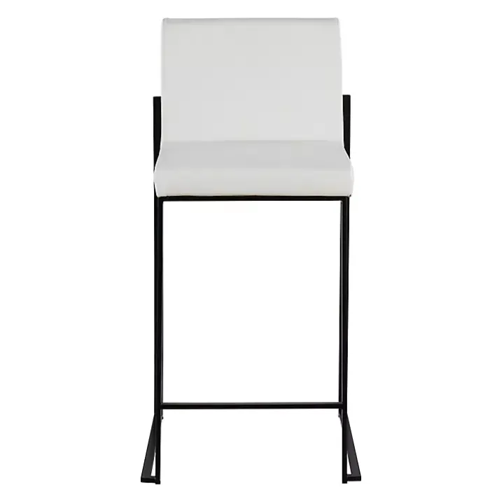 Fiji White Faux Leather Counter Stools, Set of 3