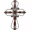 Fleur De Lis Metal Cross Wall Plaque